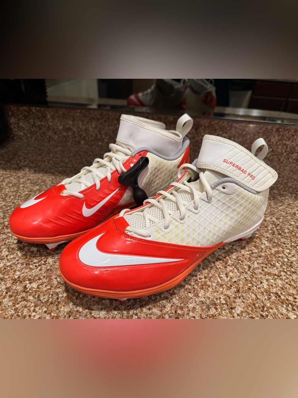 New Nike Superbad Pro Detachable Football Cleats White/Orange Size 12.5